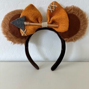 Disney Star Wars Ewok Inspired Brown & Orange Bow Minnie Mouse Ears Hairband